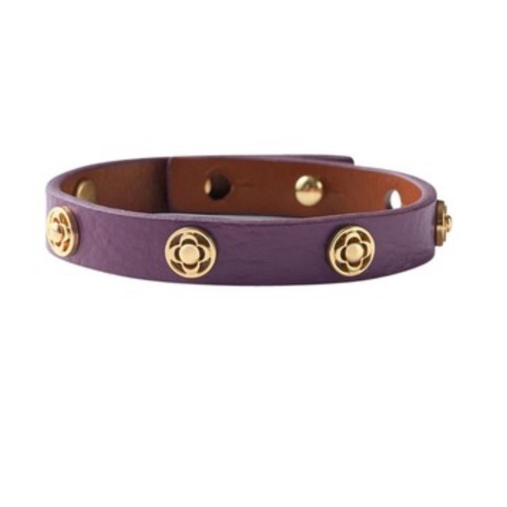 Stella & Dot Leather Single Wrap Clover Bracelet